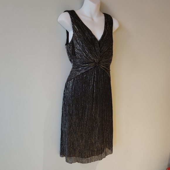 NWT CONNECTED APPAREL Black & Silver Layered Sleeveless Dress - Picture 5 of 8